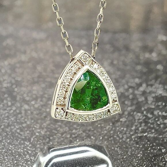 Natural Tourmaline Diamond Pendant Necklace 17" 14k WG 2.49 TCW Certified 308485 - Picture 7 of 16